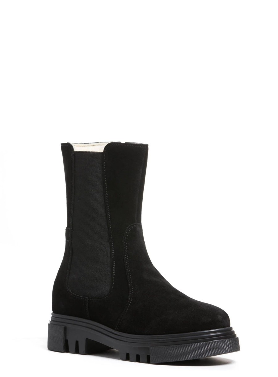 Femmes Anfibio Bottes D'Hiver | Willa Noir Suede