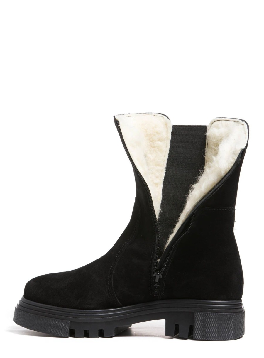 Femmes Anfibio Bottes D'Hiver | Willa Noir Suede